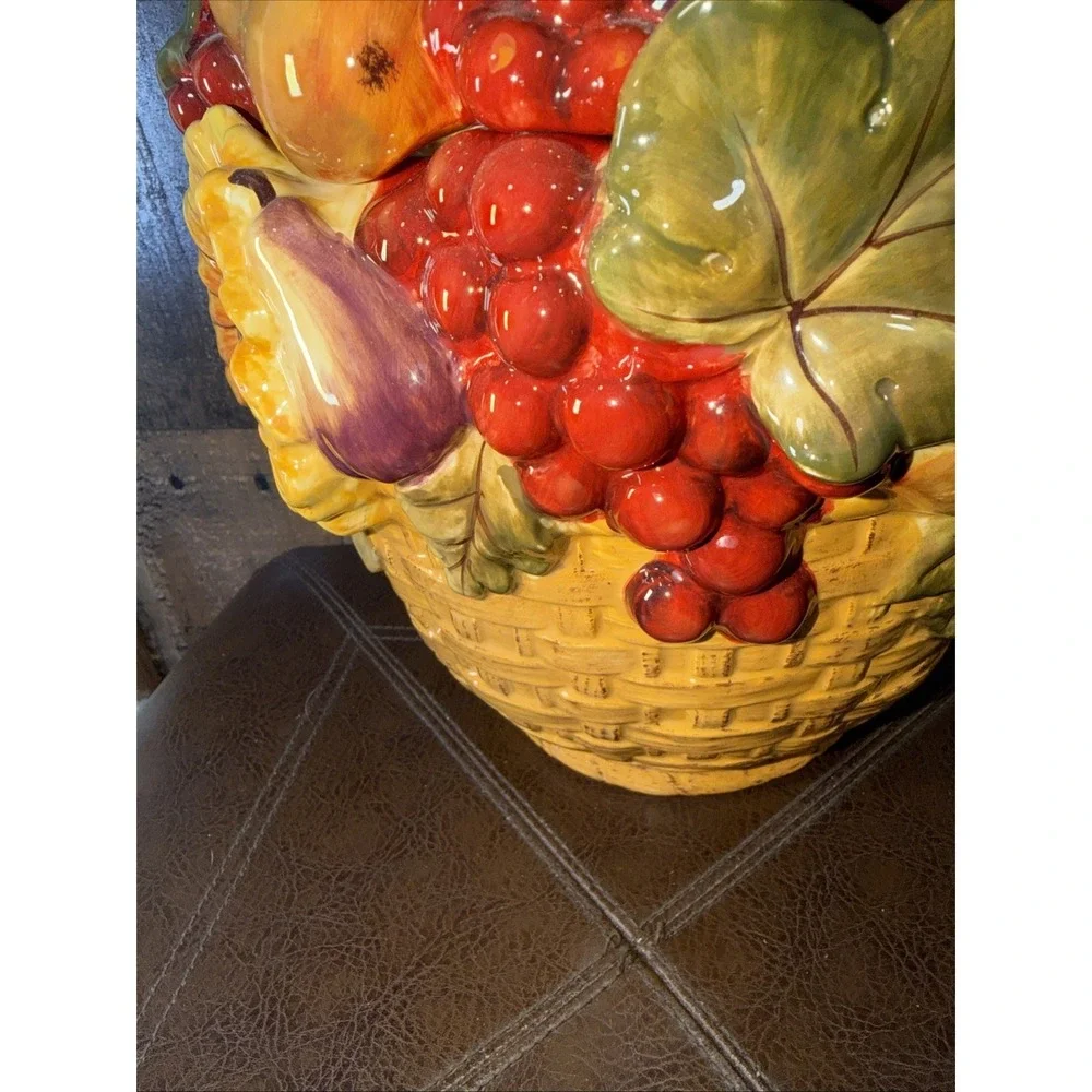 Vtg Certified International Pamela Gladding Windsor Fruit Basket Cookie Jar  12